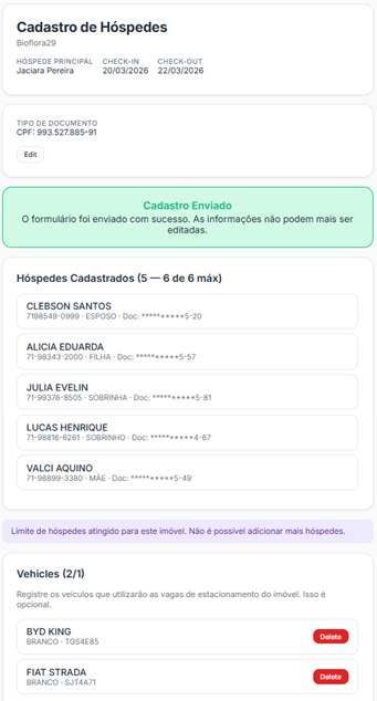 Cadastro de Hóspedes