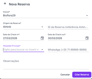 Gerencie suas reservas