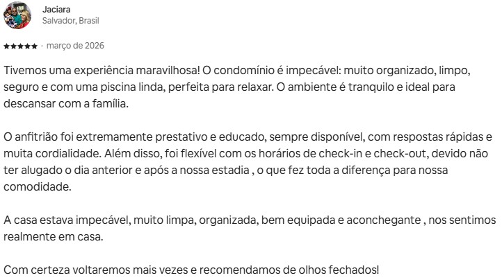 Avaliação 5 estrelas de Jaciara
