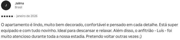 Avaliação 5 estrelas de Jailma