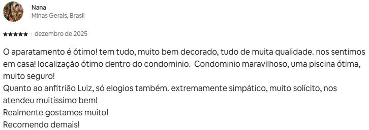Avaliação 5 estrelas de Nana